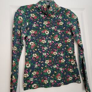 Anthropologie Maeve Floral Long Sleeve Top - Blue and Pink